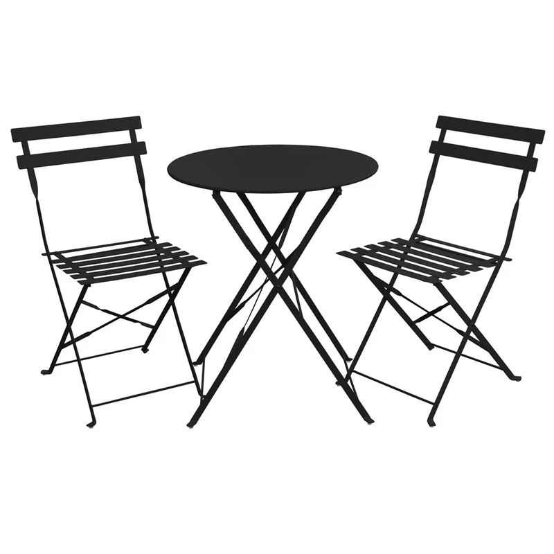 BERLIN Balkonmöbel Bistroset Stuhl Tisch klappbar Bistro Cafe Metall Gartenset